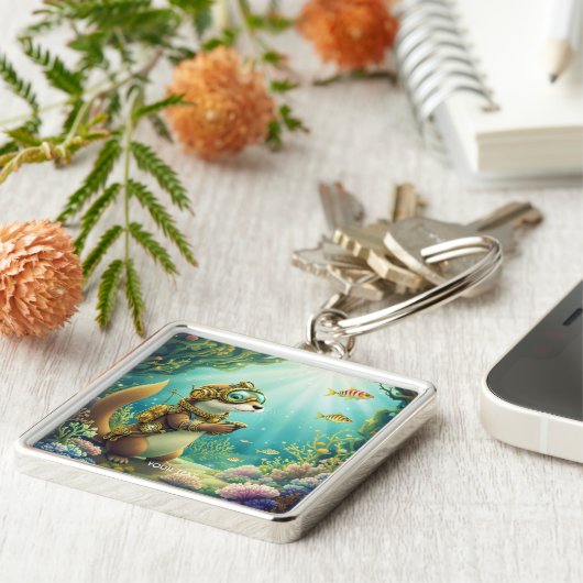 Fantasy Cute Otter Steampunk Suit Sleutelhanger (Zijkant)