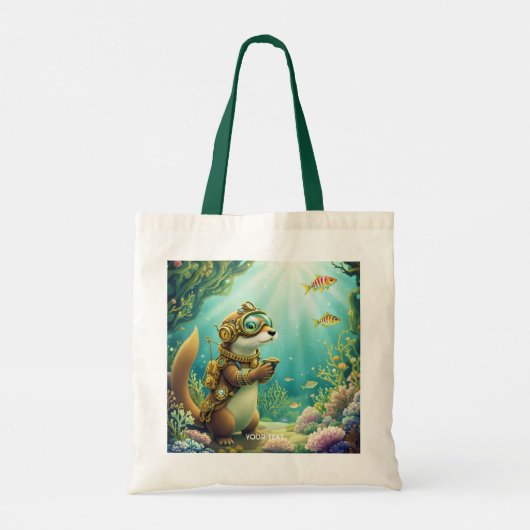 Fantasy Cute Otter Steampunk Suit Tote Bag (Achterkant)