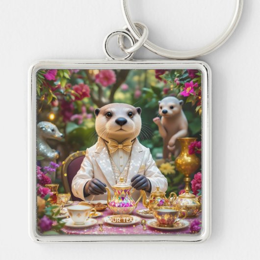Fantasy Cute Otter Theepartij Sleutelhanger (Voorkant)
