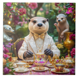 Fantasy Cute Otter Theepartij Tegeltje