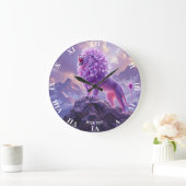 Fantasy Cute Paarse Amethist Leeuw Grote Klok (Huis)
