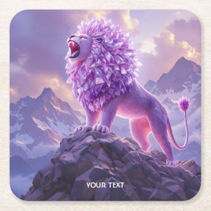 Fantasy Cute Paarse Amethist Leeuw Kartonnen Onderzetters