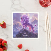 Fantasy Cute Paarse Amethist Leeuw Servet (Insitu)