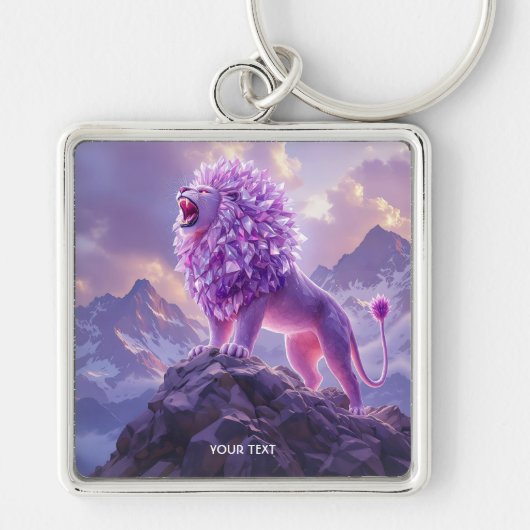 Fantasy Cute Paarse Amethist Leeuw Sleutelhanger (Voorkant)