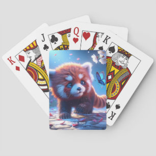 Fantasy Cute Panda Rode Vlinder Pokerkaarten
