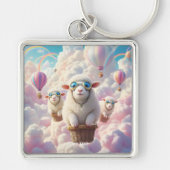 Fantasy Cute Pastel Family Sheep Sleutelhanger (Voorkant)