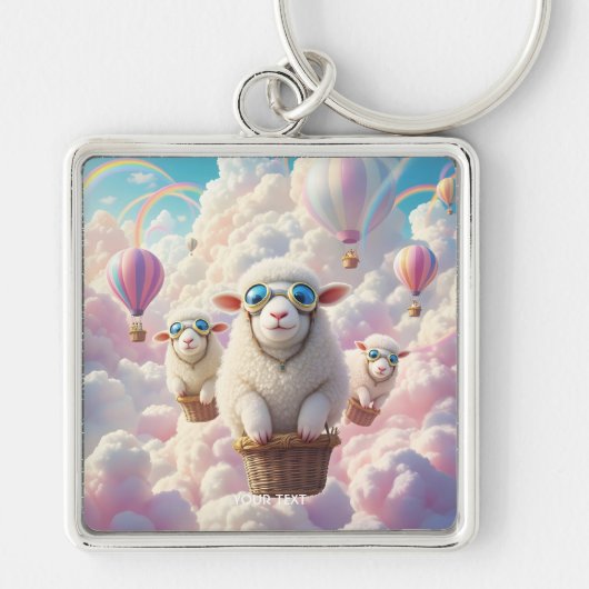 Fantasy Cute Pastel Family Sheep Sleutelhanger (Voorkant)
