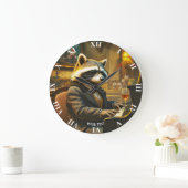 Fantasy Cute Piano Wasbeer Speelt Grote Klok (Huis)