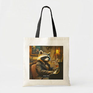 Fantasy Cute Piano Wasbeer Speelt Tote Bag
