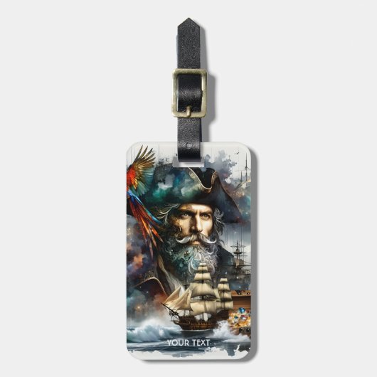 Fantasy Cute Piraat Zeeschip Bagagelabel (Voorkant verticaal)