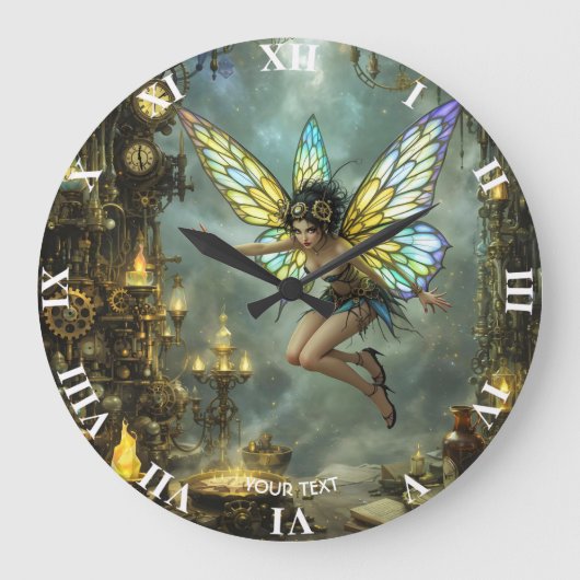 Fantasy Cute Pixie Vlindervleugels Grote Klok (Voorkant)