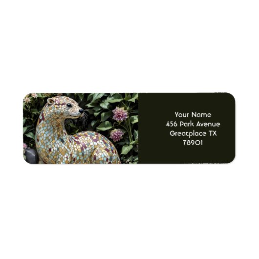 Fantasy Cute Playful Otter Sculpture Etiket (Voorkant)