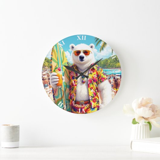 Fantasy Cute Polar Bear Beach Grote Klok (Huis)
