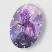 Fantasy Cute Purple Amethyst Lion Grote Klok (Hoek)