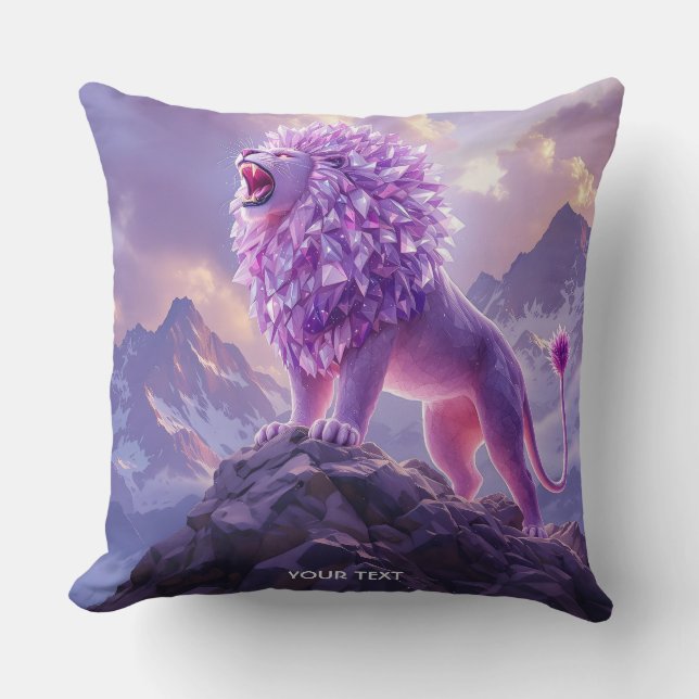 Fantasy Cute Purple Amethyst Lion Kussen (Voorkant)