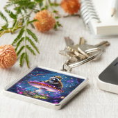 Fantasy Cute Racoon Mushroom Crown Sleutelhanger (Zijkant)