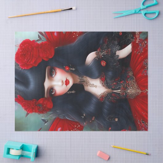 Fantasy Cute Red Fairy Princess Decoupage Tissuepapier (Craft)