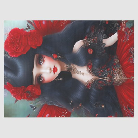 Fantasy Cute Red Fairy Princess Decoupage Tissuepapier (Voorkant)