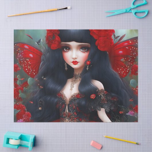 Fantasy Cute Red Fairy Princess Decoupage Tissuepapier (Craft)