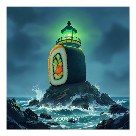 Fantasy Cute Reuzen Sushi Vuurtoren Perfect Poster (Voorkant)