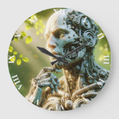 Fantasy Cute Robot Face Sculpture Grote Klok (Voorkant)