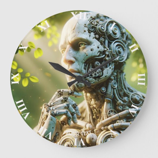 Fantasy Cute Robot Face Sculpture Grote Klok (Voorkant)
