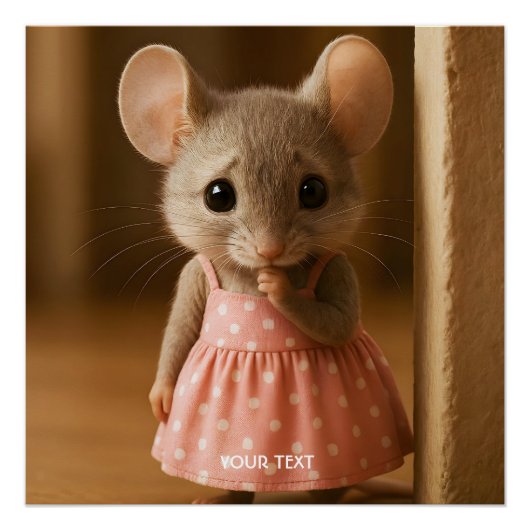 Fantasy Cute Sad Little Mouse  Perfect Poster (Voorkant)