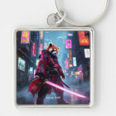 Fantasy Cute Samurai Red Panda Sleutelhanger (Voorkant)