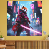 Fantasy Cute Samurai Rode Panda Canvas Afdruk (Insitu (Woonkamer))