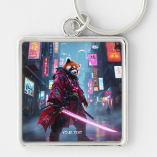 Fantasy Cute Samurai Rode Panda Sleutelhanger