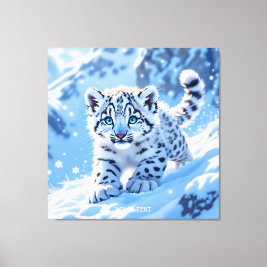 Fantasy Cute Sneeuw Baby Luipaard Canvas Afdruk (Voorkant)
