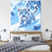 Fantasy Cute Sneeuw Baby Luipaard Canvas Afdruk (Insitu (Slaapkamer))