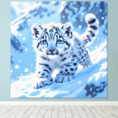 Fantasy Cute Sneeuw Baby Luipaard Canvas Afdruk (Insitu (Houten vloer))