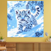 Fantasy Cute Sneeuw Baby Luipaard Canvas Afdruk (Insitu (Woonkamer))