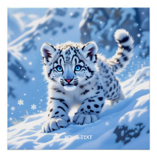 Fantasy Cute Sneeuw Baby Luipaard Perfect Poster