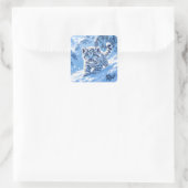 Fantasy Cute Sneeuw Baby Luipaard Vierkante Sticker (Tas)
