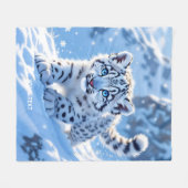 Fantasy Cute Snow Baby Leopard Fleece Deken (Voorkant (Horizontaal))