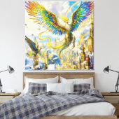 Fantasy Cute Steampunk Griffin Stad Canvas Afdruk (Insitu (Slaapkamer))