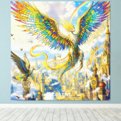 Fantasy Cute Steampunk Griffin Stad Canvas Afdruk (Insitu (Houten vloer))