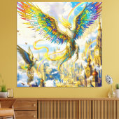 Fantasy Cute Steampunk Griffin Stad Canvas Afdruk (Insitu (Woonkamer))