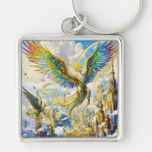 Fantasy Cute Steampunk Griffin Stad Sleutelhanger