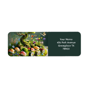 Fantasy Cute Sushi Japans Landschap Etiket