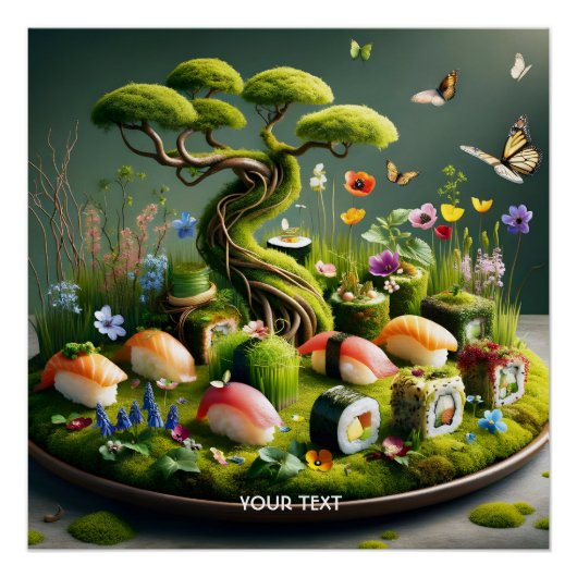Fantasy Cute Sushi Japans Landschap Perfect Poster (Voorkant)