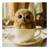 Fantasy Cute Tea Owl Baby Perfect Poster (Voorkant)