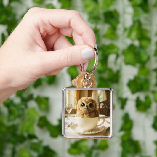 Fantasy Cute Tea Owl Baby Sleutelhanger (Hand)
