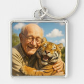 Fantasy Cute Tiger Old Man Sleutelhanger (Voorkant)