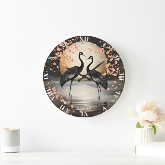 Fantasy Cute Two Black Cranes Grote Klok (Huis)