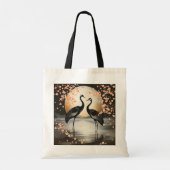 Fantasy Cute Two Black Cranes Tote Bag (Achterkant)