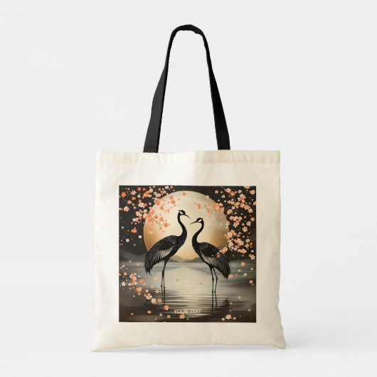 Fantasy Cute Two Black Cranes Tote Bag (Achterkant)
