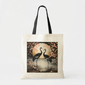 Fantasy Cute Two Black Cranes Tote Bag (Voorkant)